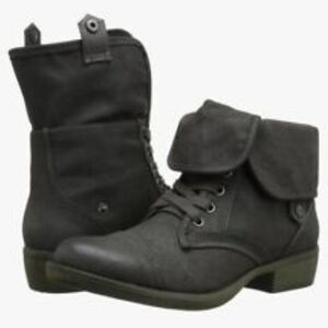 Rocket Dog Taylor Brave Fold Down Top Lace Up Ankle Leather Boots Greenish Gray